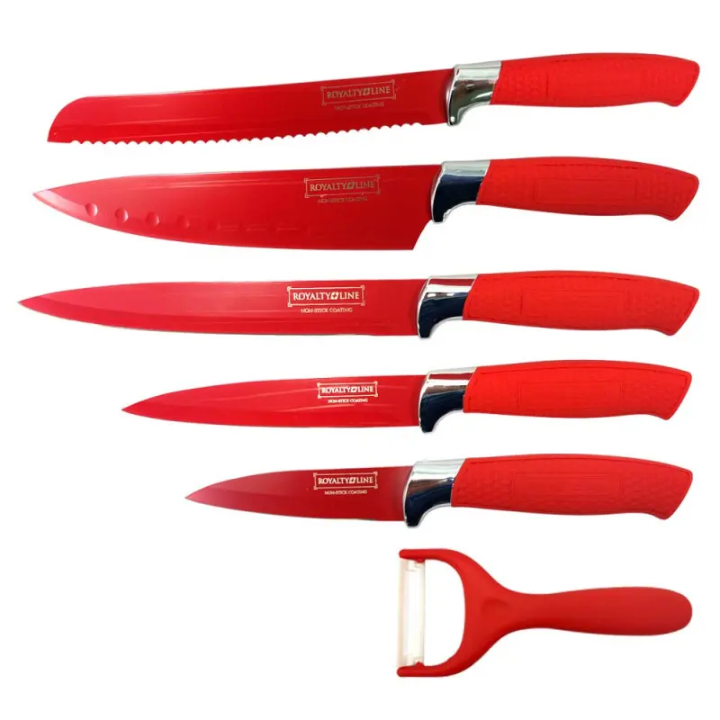 Ensemble de couteaux 6 pièces+ Bloc (rouge) 3.webp