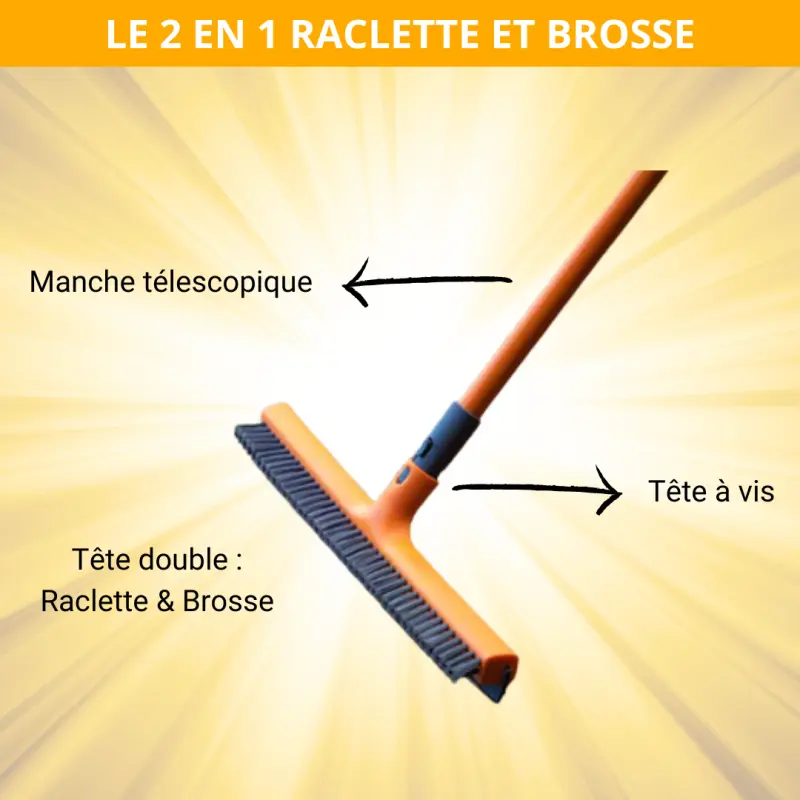 BALAI 2 EN 1 RACLETTE ET BROSSE DURE