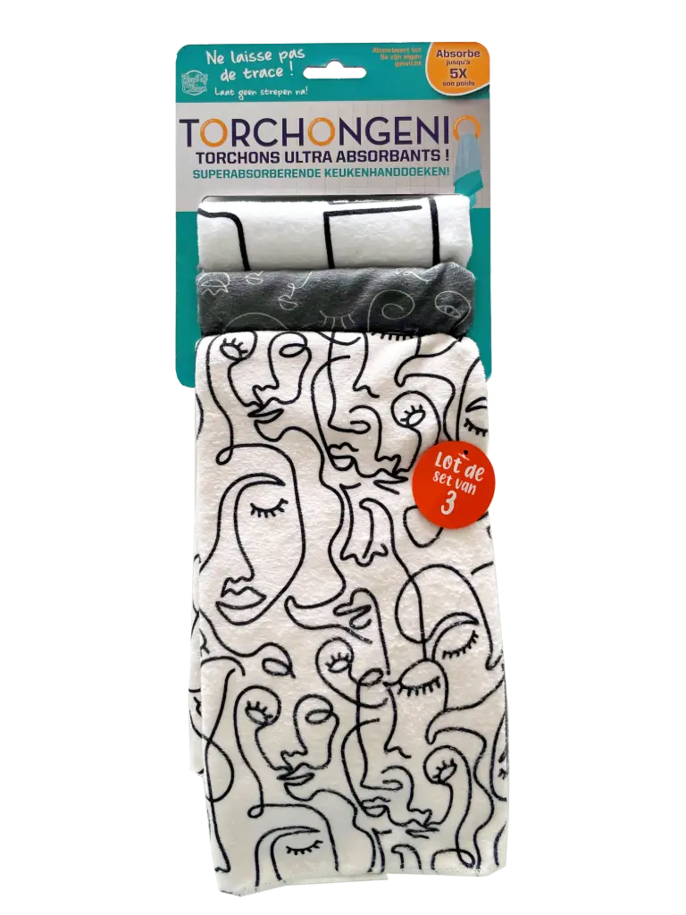 LOT DE 3 TORCHONGENIO VISAGES