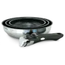 SET DE POELE EN INOX POIGNEE AMOVIBLE