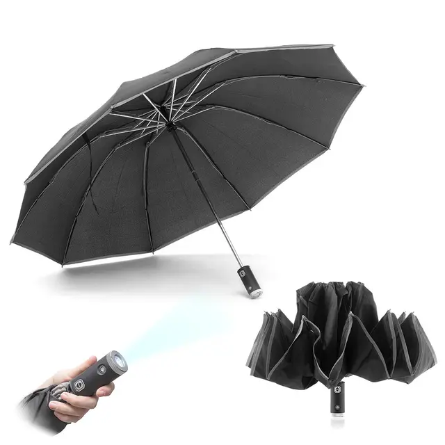 PARAPLUIE PLIABLE A FERMETURE INVERSEE AVEC LED