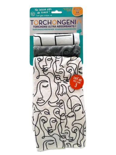[TORCHON01] LOT DE 3 TORCHONGENIO VISAGES