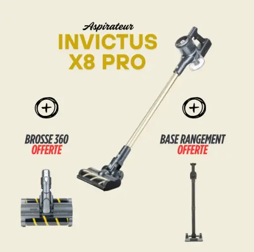 [X8PRO_KITBROSSEB] INVICTUS X8 PRO + BROSSE 360 OFFERTE+ BASE RANGEMENT OFFERTE