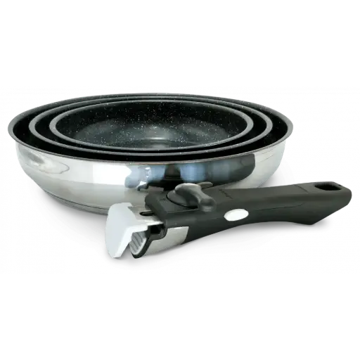 [PANINOXSET] SET DE POELE EN INOX POIGNEE AMOVIBLE