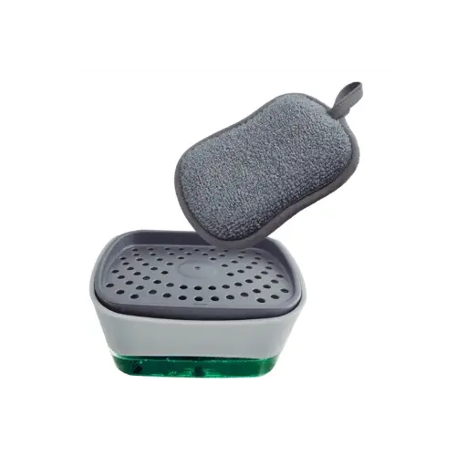 [CLEAN31] DISTRIBUTEUR DE SAVON 2 EN 1+éponge