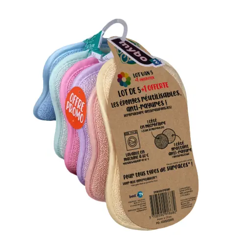 [SPONGE01PROMO] EPONGES REUTILISABLES PASTEL LOT DE 5 + 1 OFFERTE