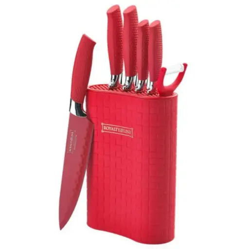 [RL-6MSTR] ENSEMBLE DE COUTEAUX 6 pièces+ Bloc (rouge)